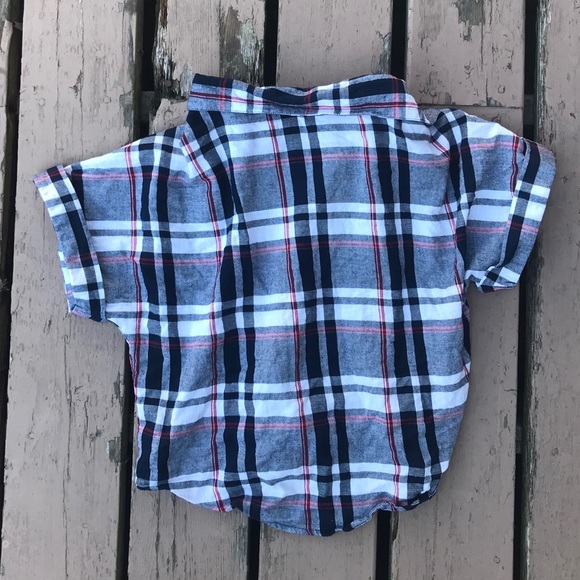 Short sleeve plaid crop top - Picture 3 of 4